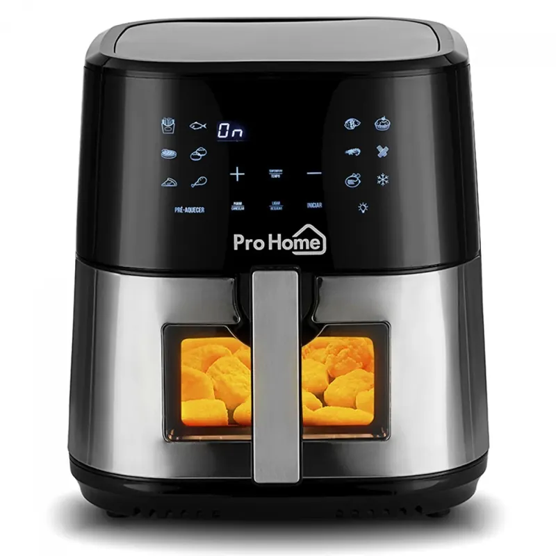 Fritadeira Elétrica Air Fryer Pro Home Style PRO, 100% Digital, Com Visor, 8L, 110V, Preto e Inox